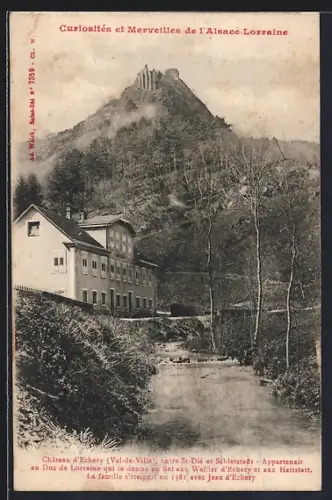 AK Échery /Val-de-Ville, Château d`Échery et paysage montagneux