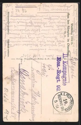 AK Sennheim, Croix endommagée par balles en Alsace