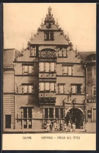 AK Colmar, Maison des Têtes, vue de la facade historique