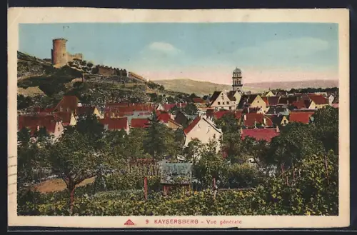AK Kaysersberg, Vue générale avec tour et paysages environnants