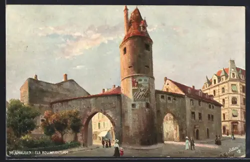 Künstler-AK Mülhausen i. Els., Bollwerksturm