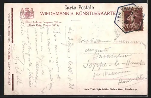 AK Trois Épis, Vue du complexe hôtelier entouré de nature avec un tramway en bas à gauche