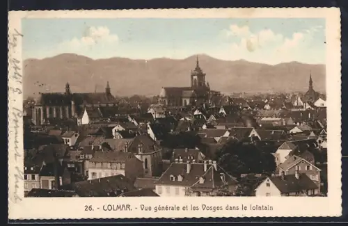 AK Colmar, Vue générale et les Vosges dans le lointain