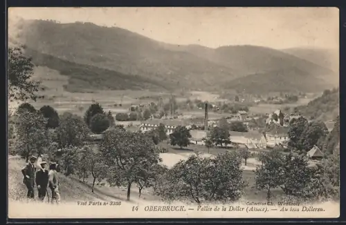 AK Oberbruck, Vallée de la Doller, Vue panoramique du village et des montagnes