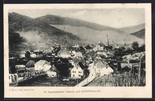 AK Lautenbach /Guebwiller, Vue du village et des collines environnantes en Alsace