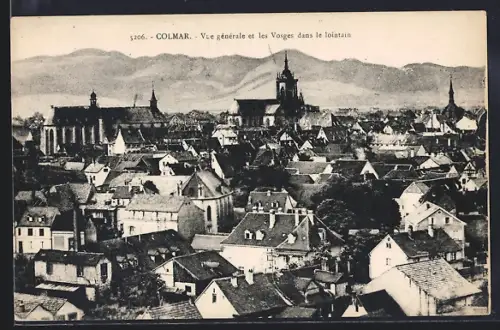 AK Colmar, Vue générale et les Vosges dans le lointain