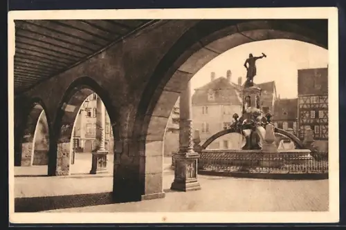 AK Colmar, Fontaine Schwendi et arcade en pierre