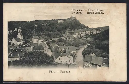 AK Ferrette, Vue du village dans le Jura alsacien