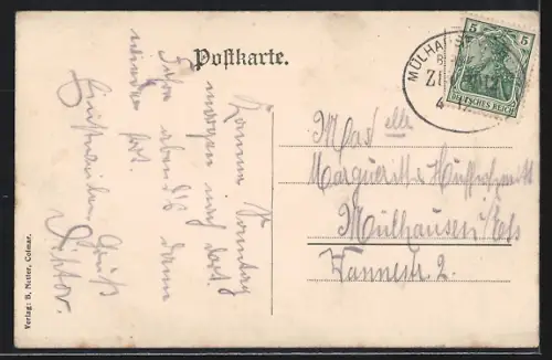 AK Ferrette, Vue du village dans le Jura alsacien