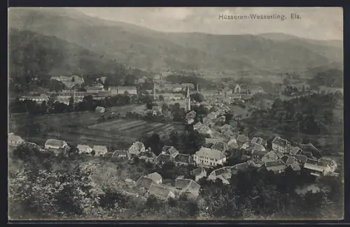 AK Hüsseren-Wesserling, Vue panoramique du village et des montagnes environnantes