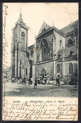 AK Colmar, Église St. Martin et vie urbaine animée