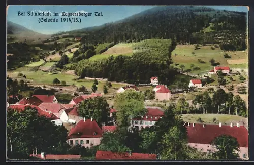 AK Schnierlach, Vue sur le village et la vallée verdoyante
