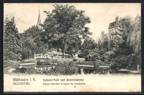 AK Mulhouse, Square Salvator et Église St. Geneviève
