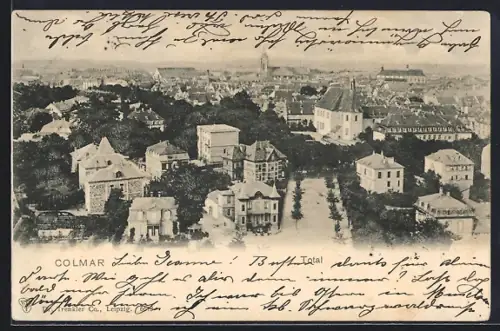 AK Colmar, Vue générale sur la ville et ses bâtiments historiques