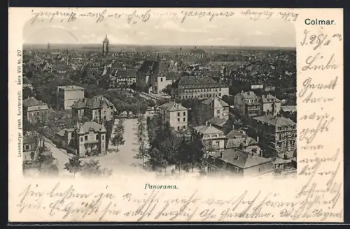 AK Colmar, Panorama de la ville avec bâtiments historiques et paysage urbain