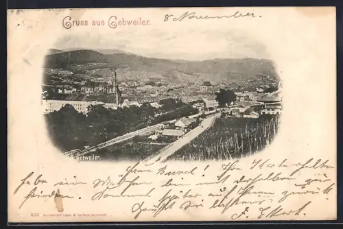AK Guebwiller, Vue panoramique sur la ville et les collines environnantes