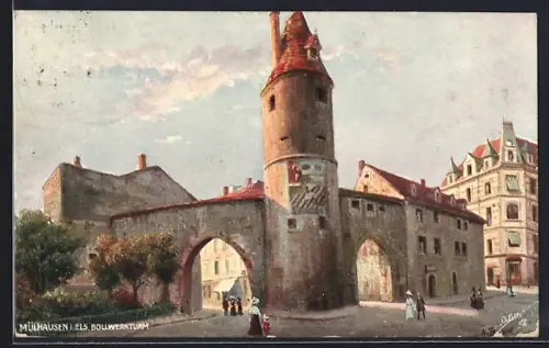 Künstler-AK Mülhausen /Els., Bollwerkturm