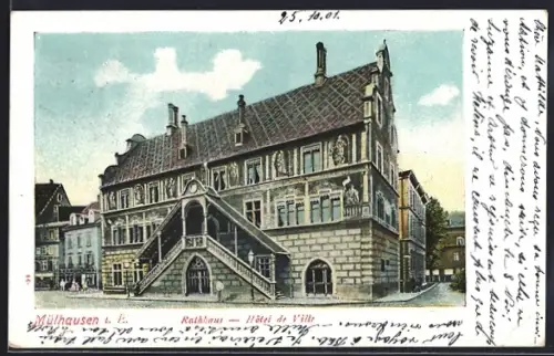AK Mülhausen, Hôtel de Ville avec son architecture historique