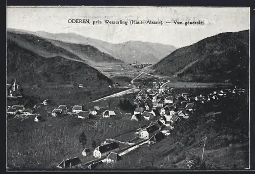 AK Oderen /Haute-Alsace, Vue générale du village et des montagnes environnantes