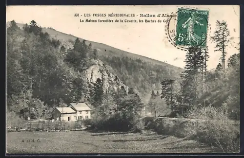 AK Ballon d`Alsace, La Maison forestière de la Cuvotte, les Roches du Cerf