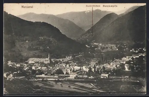 AK Metzeral, Vue panoramique du village avec montagnes environnantes