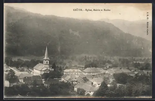 AK Kruth, Église, Mairie et Écoles