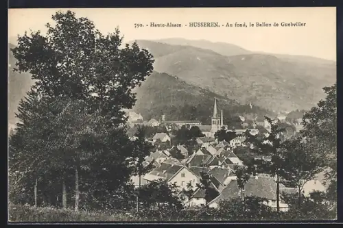 AK Husseren /Haute-Alsace, Au fond, le Ballon de Guebwiller