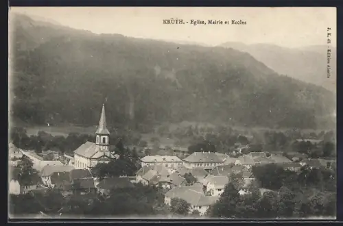 AK Krüth, Église, Mairie et Écoles