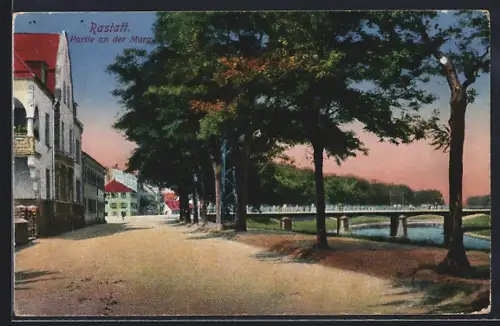 Künstler-AK Rastatt, Promenade an der Mürg