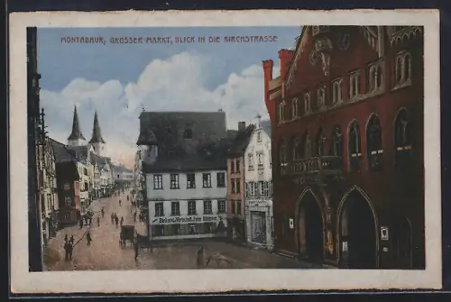 AK Montabaur, Grosser Markt, Blick in die Kirchstrasse, mit Bäckerei-Gasthaus