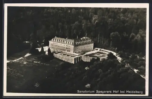 AK Heidelberg / Neckar, Sanatorium Speyerers Hof vom Flugzeug aus