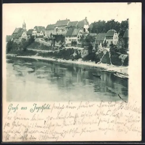 AK Jagstfeld, Ortsansicht mit Flusspartie