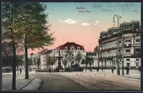 AK Aachen, Kaiserplatz mit Denkmal