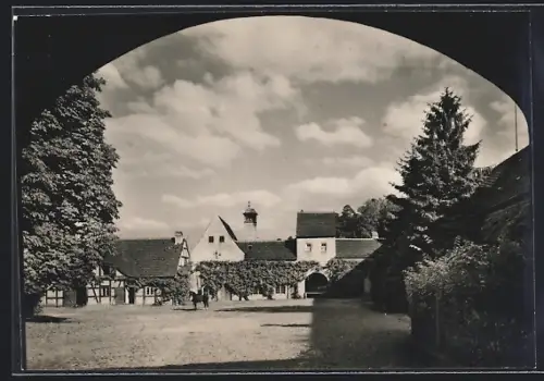 AK Berlin-Grunewald, Jagdschloss Grunewald, Schlosshof u. Wirtschaftsgebäude