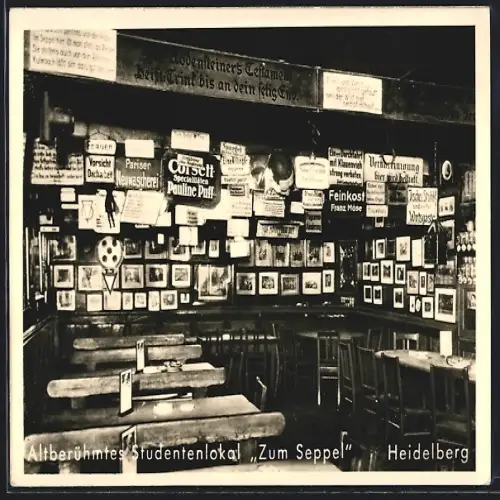 AK Heidelberg, Studentenlokal Zum Seppel, Innenansicht
