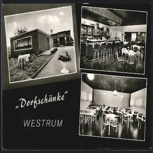 AK Westrum b. Herzlake, Restaurant Dorfschänke, Innenansichten der Bar und des Speisesaals