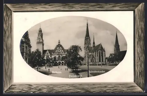 Präge-AK Duisburg, Rathaus und Salvatorkirche, Präge-Passepartout