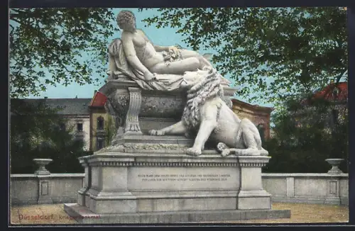 AK Düsseldorf, Kriegerdenkmal im Park