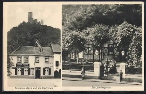 AK Godesberg, Aennchen-Haus und die Godesburg, Lindengarten