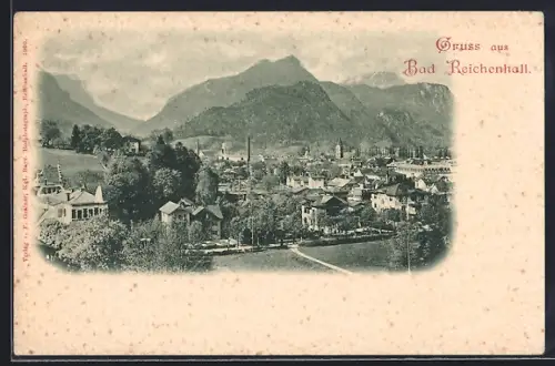AK Bad Reichenhall, Ortsansicht mit Bergen
