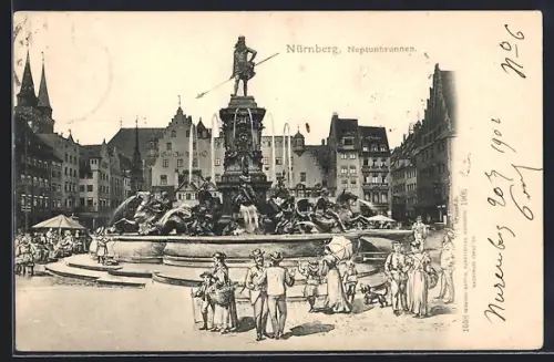 AK Nürnberg, Blick auf den Neptunbrunnen
