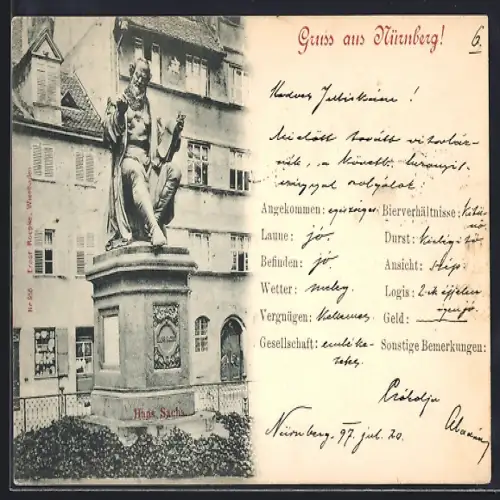 AK Nürnberg, Hans Sachs Denkmal