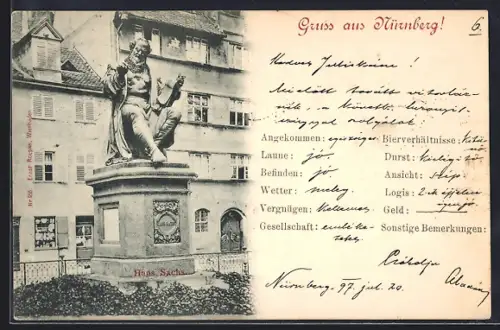 AK Nürnberg, Hans Sachs Denkmal