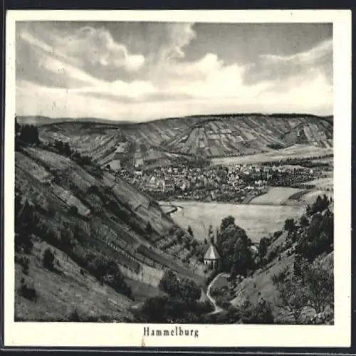 AK Hammelburg, Panoramaansicht des Ortes und der Umgebung