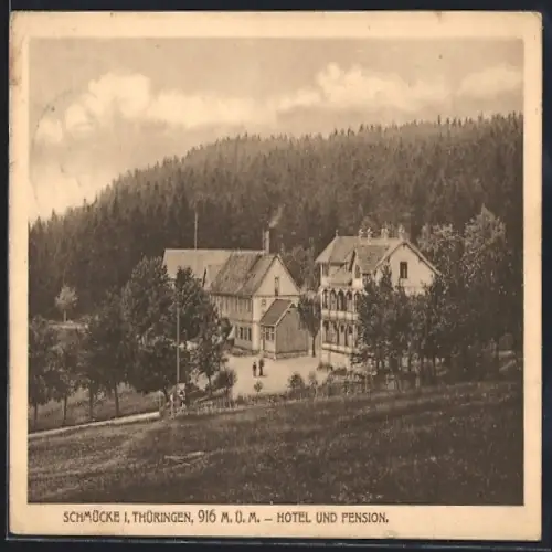 AK Schmücke i. Thüringen, Hotel und Pension am Waldesrand