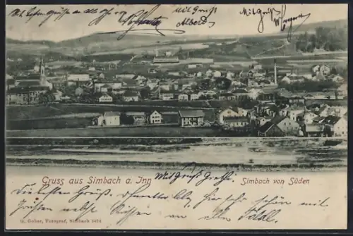 AK Simbach a. Inn, Ortsansicht von Süden