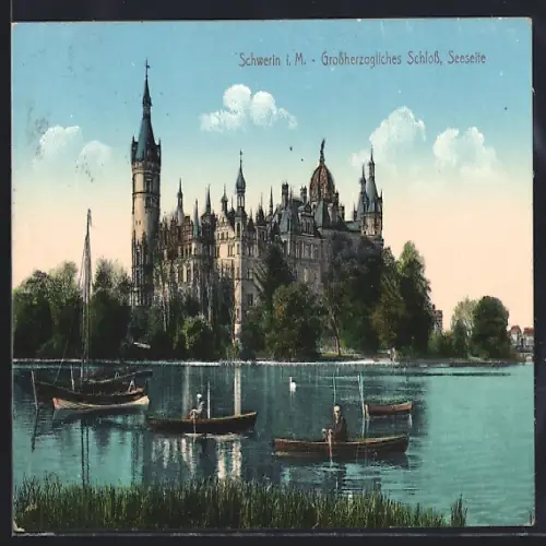 AK Schwerin i. M., Grossherzogliches Schloss von der Seeseite