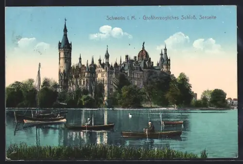 AK Schwerin i. M., Grossherzogliches Schloss von der Seeseite