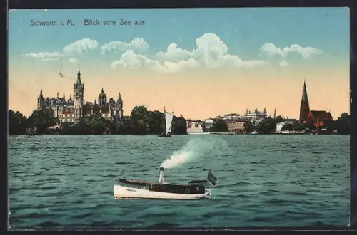 AK Schwerin i. M., Blick vom See aus