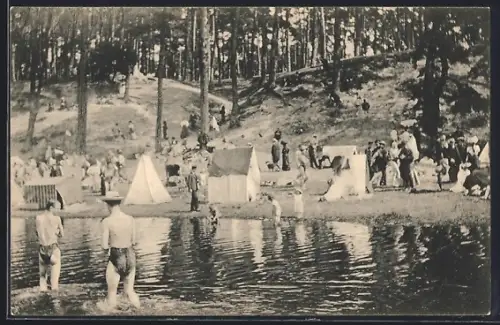 AK Berlin-Wannsee, Badegäste im Familienbad